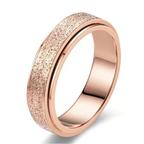 Rose Gold Sparkly Anxiety Fidget Spinner Ring - Picture 3 of 5